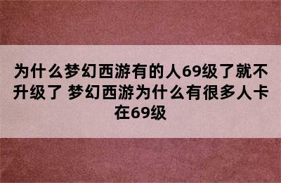 为什么梦幻西游有的人69级了就不升级了 梦幻西游为什么有很多人卡在69级